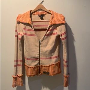 Diesel 100% Cotton Zippered V-Neck Sweater